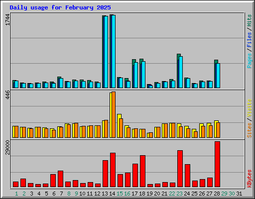 Daily usage for February 2025