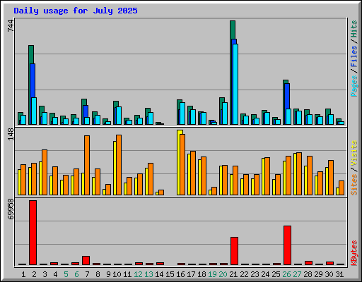 Daily usage for July 2025