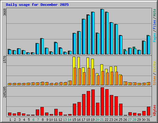 Daily usage for December 2025